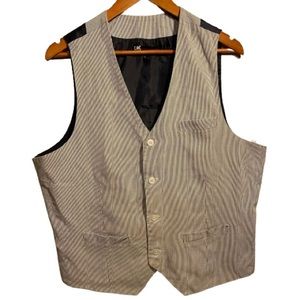 UK Style French Connection  Mens White Peacoat  Vest 4 Button Size L Casual